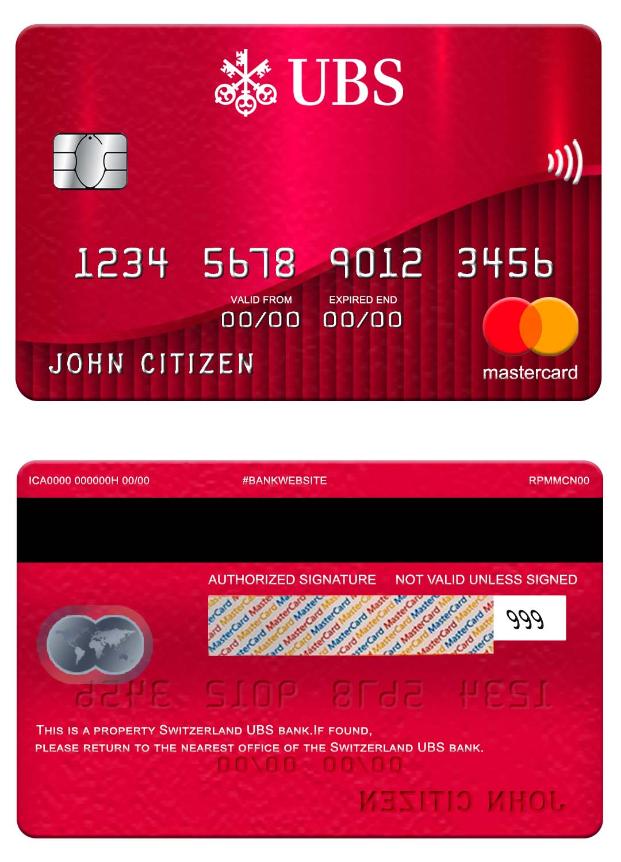 Switzerland UBS bank mastercard